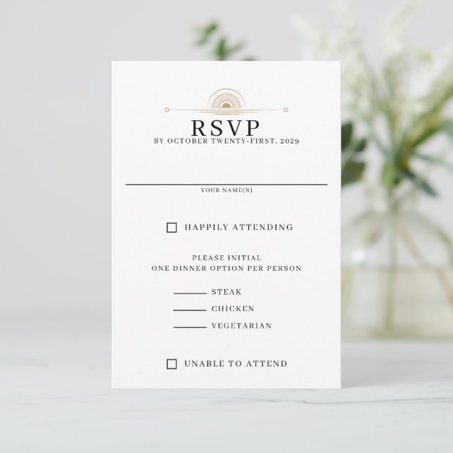 Dainty Celestial Wedding RSVP Karte (Stehend Vorderseite)