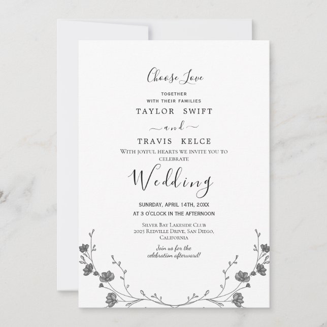 Dainty Choose Liebe Wedding Einladung (Vorderseite)