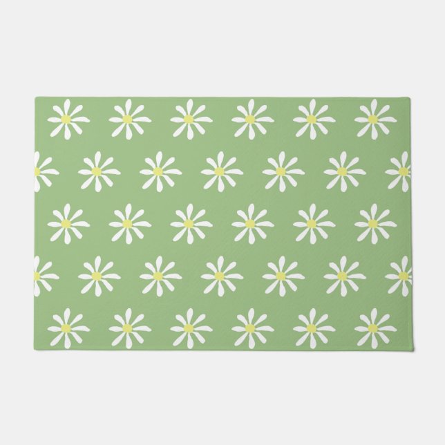 Dainty Daisy Door Mat (Sage Green & White) Fußmatte (Vorderseite)