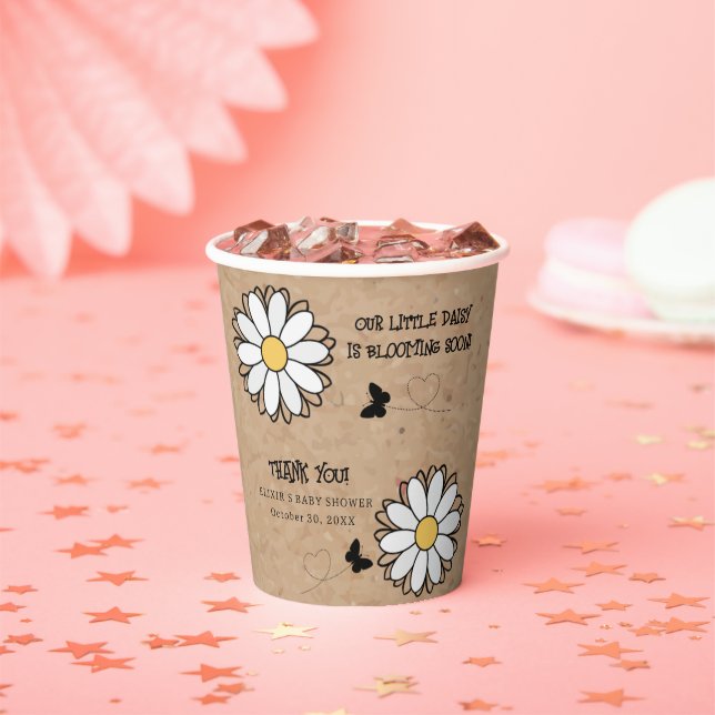 Dainty Daisy Minimalistisch Craft Babydusche Pappbecher (Insitu)
