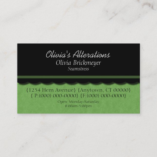 Dainty Diva Business Card, Lime Green Visitenkarte (Vorderseite)