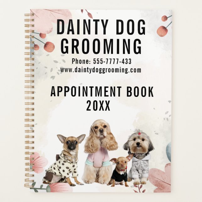 Dainty Dog Grooming Business Termin Planer (Vorderseite)