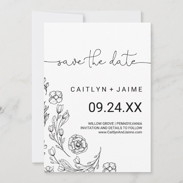 Dainty Elegance Save the Date Card (Vorderseite)