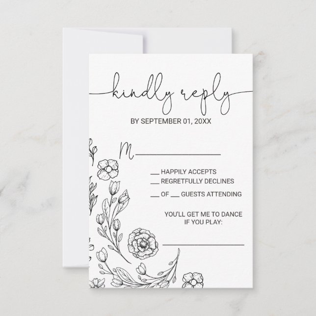 Dainty Elegance Song Request RSVP Card (Vorderseite)