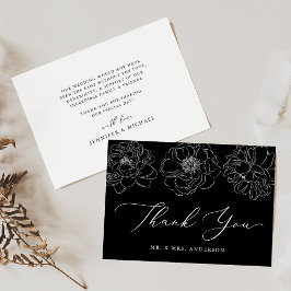 Dainty Floral Black and White Danke Card