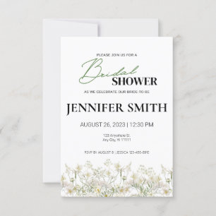 Dainty Floral Bridal Dusche Einladung - Low Trim