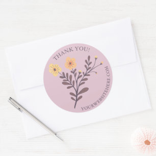 Dainty Floral Elegant DANK YOU Custom Small Biz Runder Aufkleber