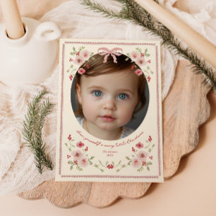 Dainty Floral Frame Christmas Foto Feiertagskarte