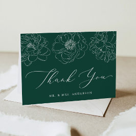 Dainty Floral Green Wedding Dankeskarte