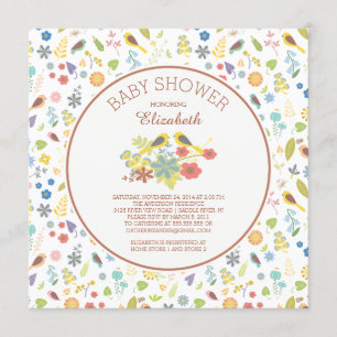 Dainty Floral Love Bird Baby Shower Einladungen