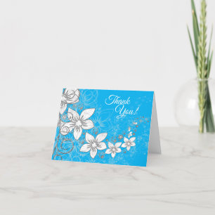 Dainty Floral Scroll auf Blue Dankeskarte
