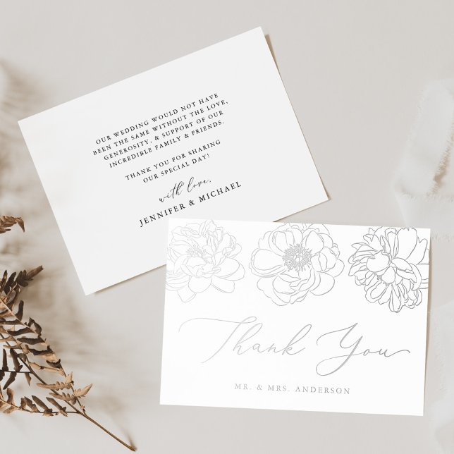 Dainty Floral Silver Wedding Danke Karte (Von Creator hochgeladen)