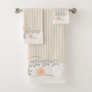 Dainty Floral Triam Creme Strip Badhandtuch Set