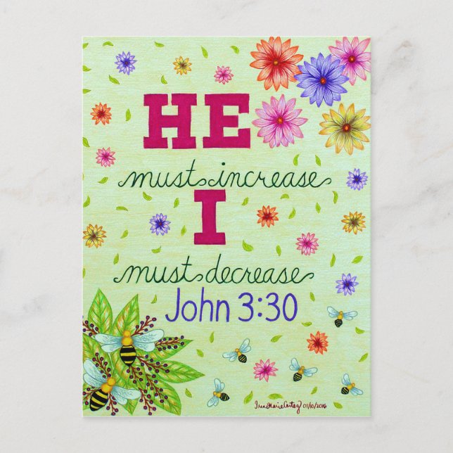 Dainty Floral Typografy Bible Verse über Demut Postkarte (Vorderseite)