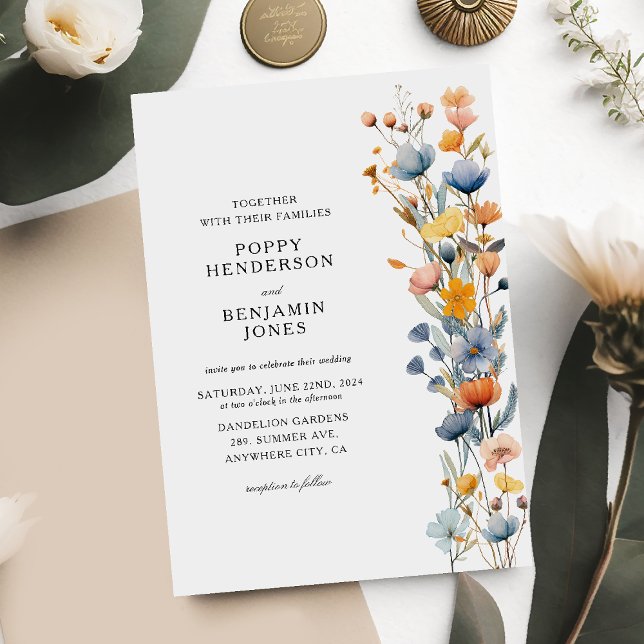 Dainty Floral Wildblume Wedding Einladung (Von Creator hochgeladen)