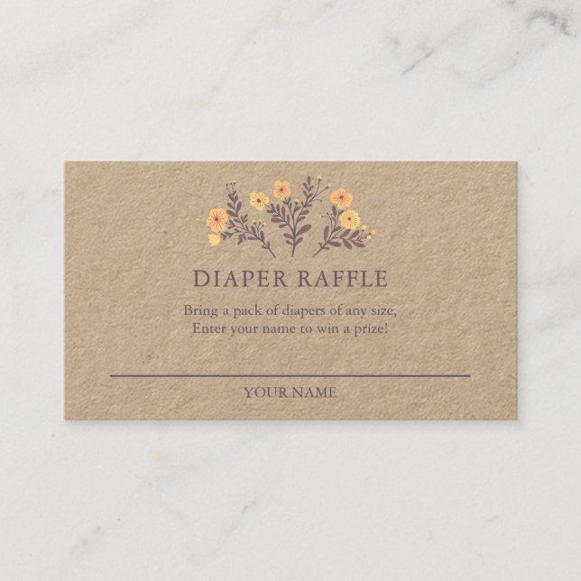 Dainty Florals Elegant BABY SHOWER Kraft Card Visitenkarte (Vorderseite)