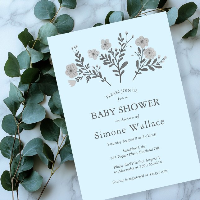 Dainty Florals Elegant Chic CUSTOM BABY SHOWER Einladung (Dainty Florals Elegant Chic CUSTOM BABY SHOWER Invitation
)