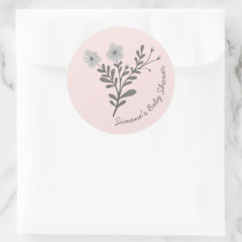Dainty Florals Elegant Chic CUSTOM BABY SHOWER Runder Aufkleber