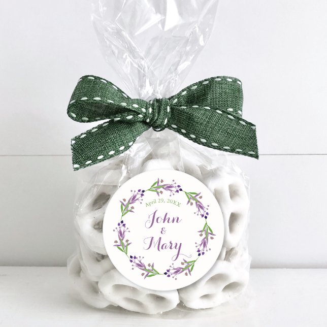 Dainty Foliage Watercolor Wreath Wedding Runder Aufkleber (Von Creator hochgeladen)