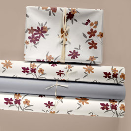 Dainty Gold Maroon Floral Decoupage Geschenk Geschenkpapier Set