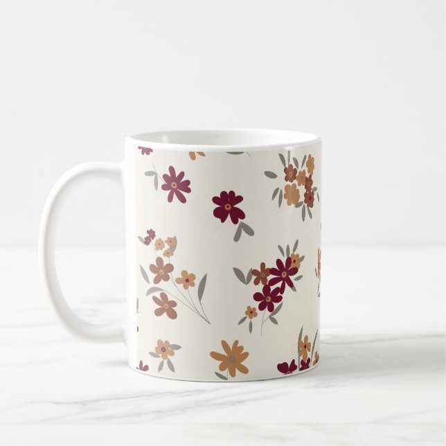 Dainty Gold Maroon Floral Pattern Kaffeetasse (Links)