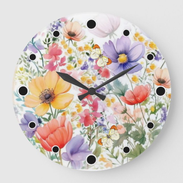 Dainty Hübsch Summer Floral Große Wanduhr (Vorderseite)