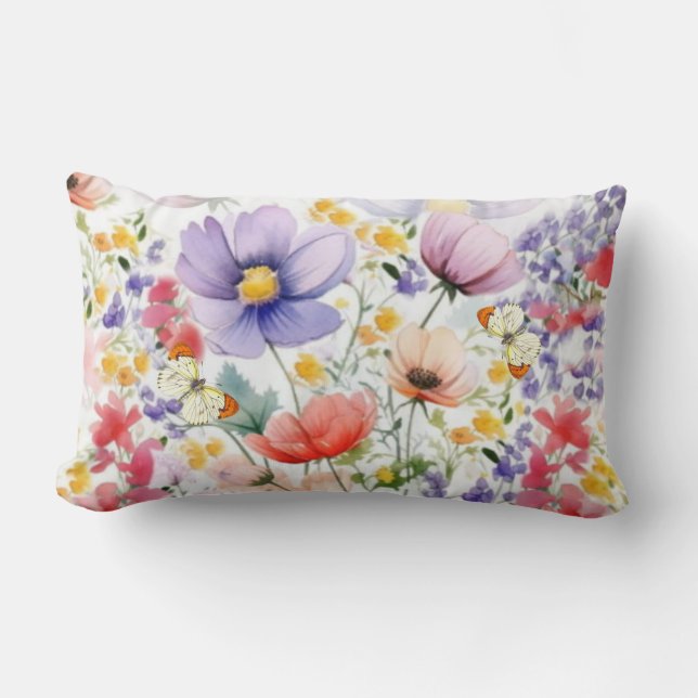 Dainty Hübsch Watercolor Floral Lendenkissen (Vorderseite)