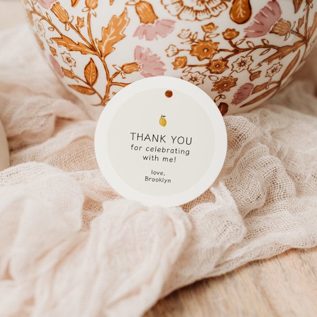 Dainty Lemon Birthday Danke Geschenkanhänger (Von Creator hochgeladen)