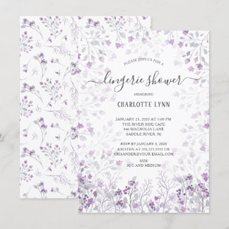 Dainty Lila Watercolor Blume Lingerie Dusche Einladung