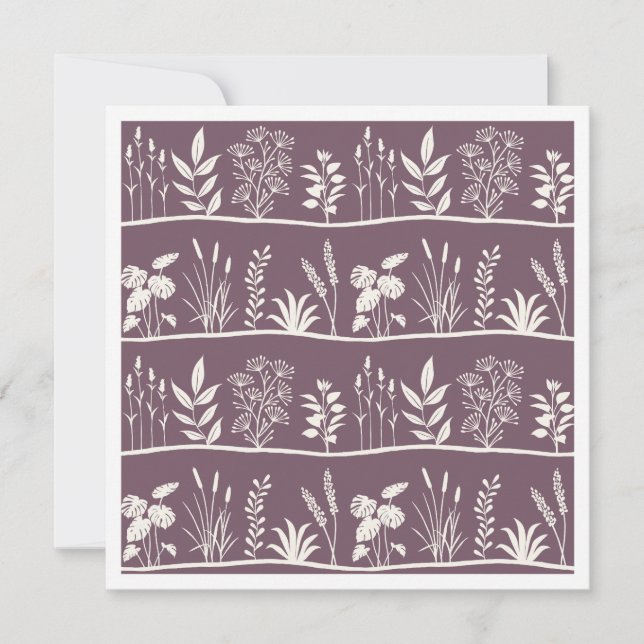 Dainty Meadow Minimalist Botanical Silhouette Plum Mitteilungskarte (Vorderseite)
