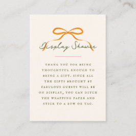 Dainty Orange Bow Baby Display Shower Begleitkarte