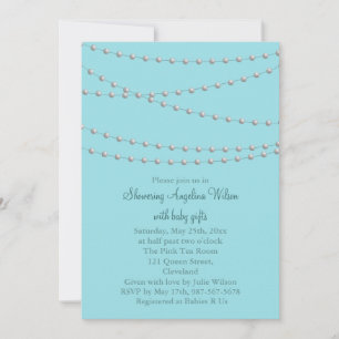 Dainty Pearls Baby Shower Invitation (Türkis) Einladung