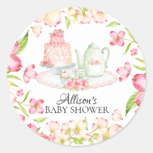 Dainty Pink Floral Baby Tee Party Sticker