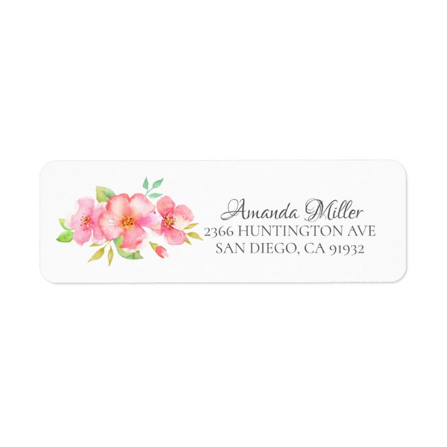 Dainty Pink Floral Bridal Rücksendeadresse Label (Vorne)