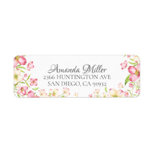Dainty Pink Floral Bridal Rücksendeadresse Label