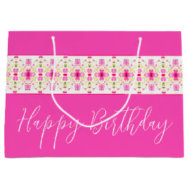 Dainty Pink Floral Große Geschenktüte