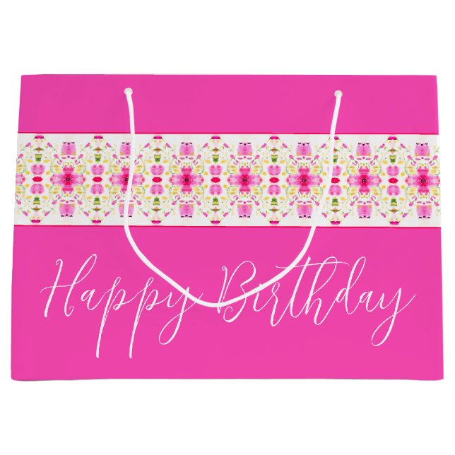 Dainty Pink Floral Große Geschenktüte (Vorderseite)
