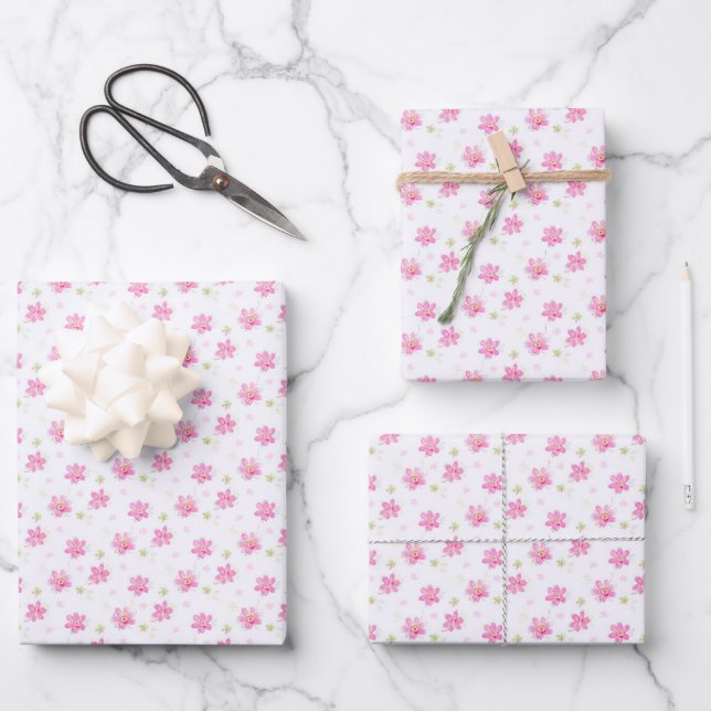 Dainty Pink Posies Geschenkpapier Set (Vorderseite)