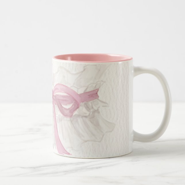 Dainty Pink Ribbon Coquette Coffee Mug Zweifarbige Tasse (Rechts)