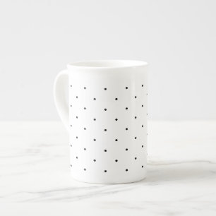 Dainty Polka Dots Black and White Tee Cup Prozellantasse