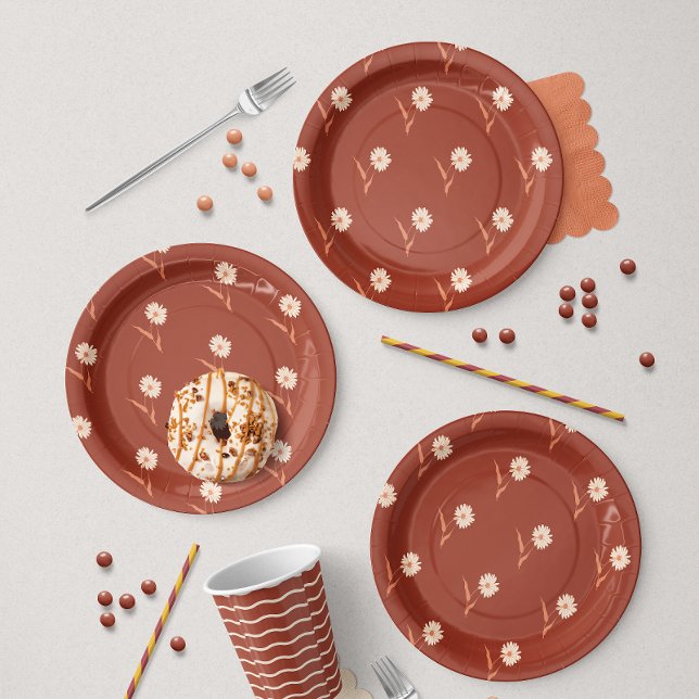 Dainty Scattered Aster Botanical | Rust Red Pappteller (Von Creator hochgeladen)