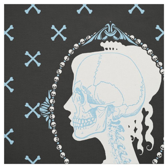 Dainty Skull Cameo Blue Stoff (Muster)