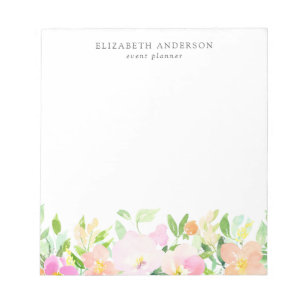 Dainty Watercolor Blume   Pastell Floral Notizblock