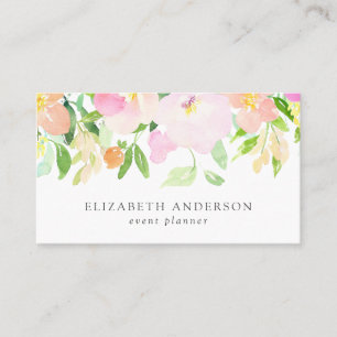 Dainty Watercolor Blume   Pastell Floral Visitenkarte