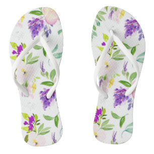 Dainty Watercolor Blume Peonies und Wisterias Flip Flops