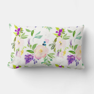 Dainty Watercolor Blume Peonies und Wisterias Lendenkissen