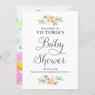 Dainty Watercolor Florals Baby Dusche Begrüßungsze Einladung
