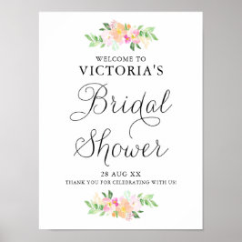 Dainty Watercolor Florals Brautparty Willkommen Poster