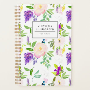 Dainty Watercolor Peonings and Wisterias Floral Planer