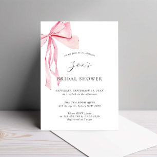 Dainty Watercolor Pink Bow Brautparty Einladung